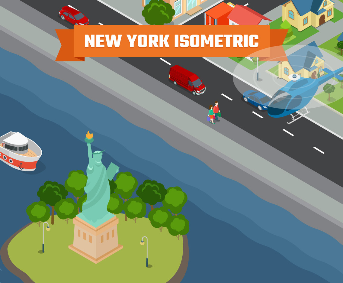 Isometric New York City Background Illustration