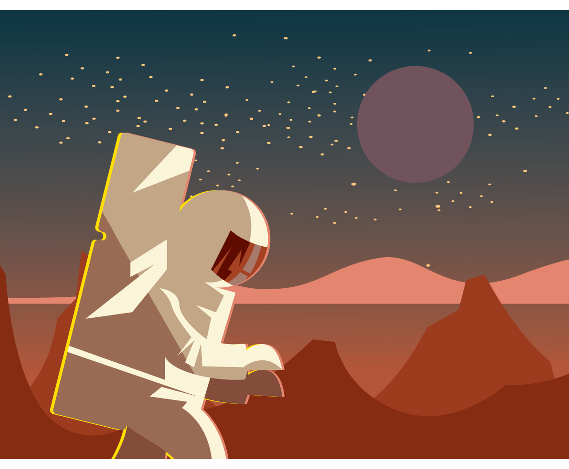 Astronaut Exploring Planet Mars Vector