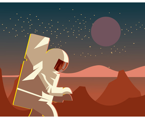 Astronaut Exploring Planet Mars Vector