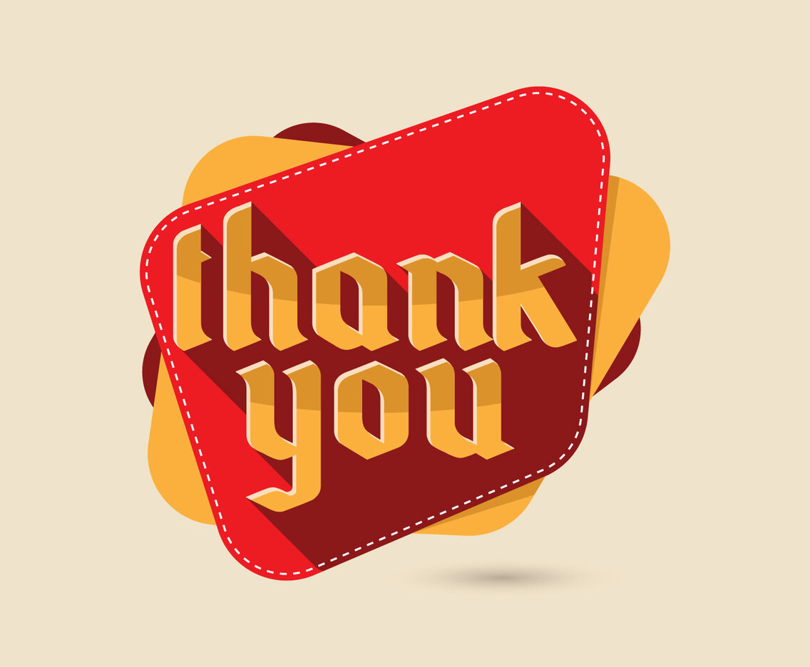 Thank You typography with emblem