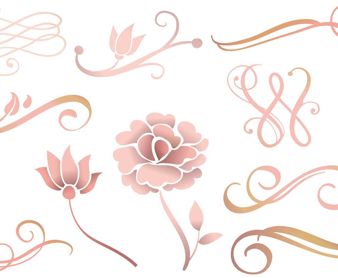 Rose Gold Ornaments Vectors