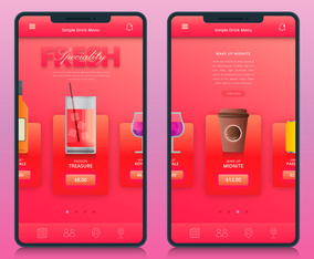 High Detailed Realistic  Rosegold Drink Order Application