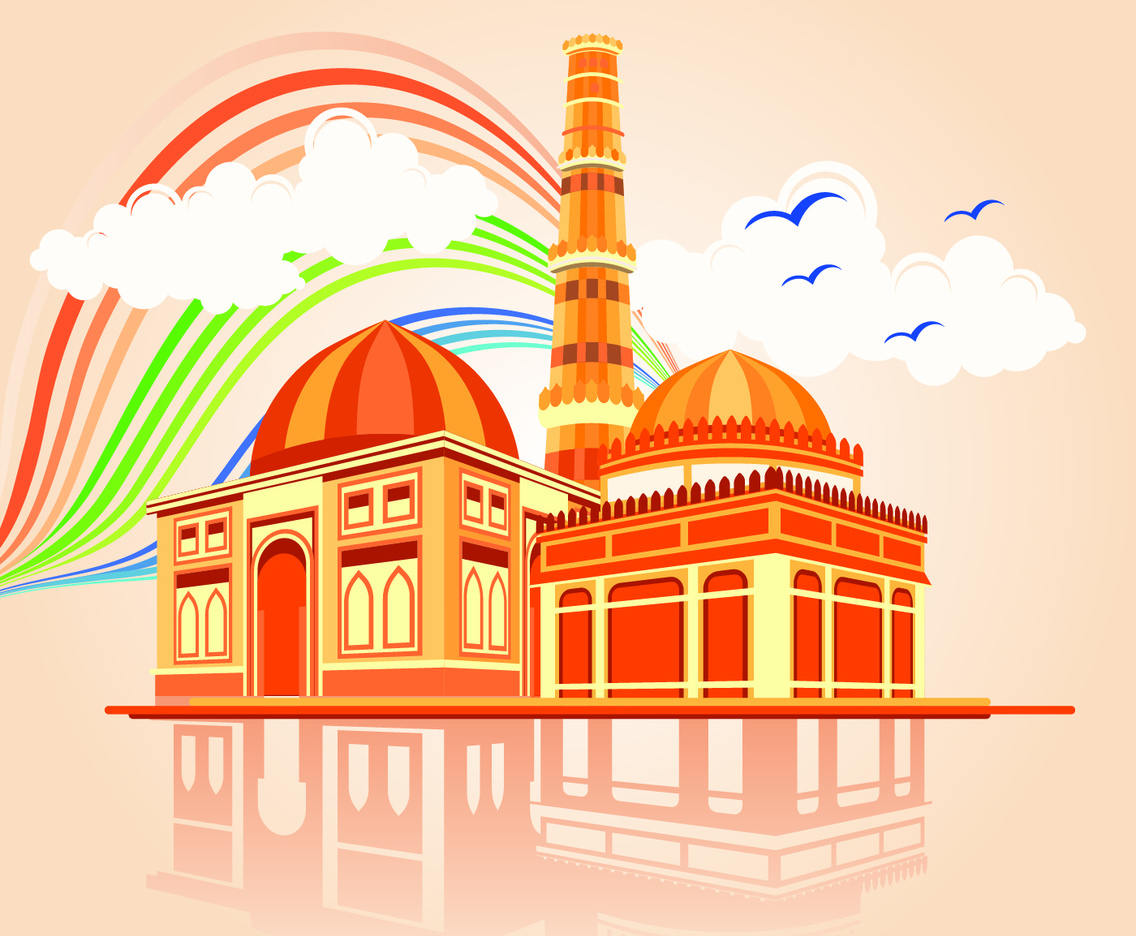 Vector illustration of Qutab Minar in Delhi