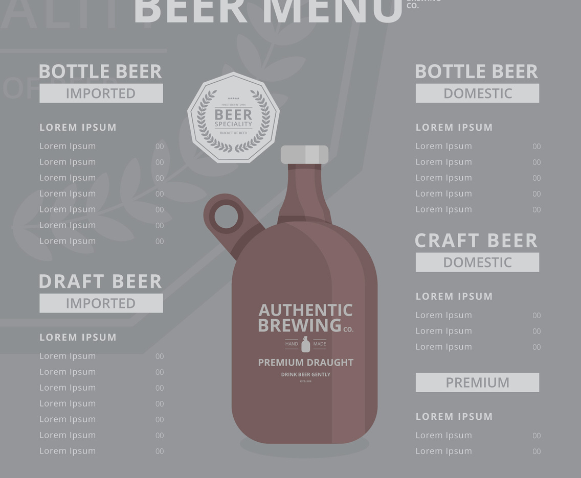 Craft Beer Growler Menu Template
