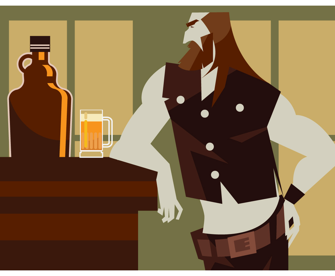 Motorcycle Man and Beer Growler Vector