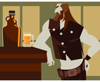 Motorcycle Man and Beer Growler Vector