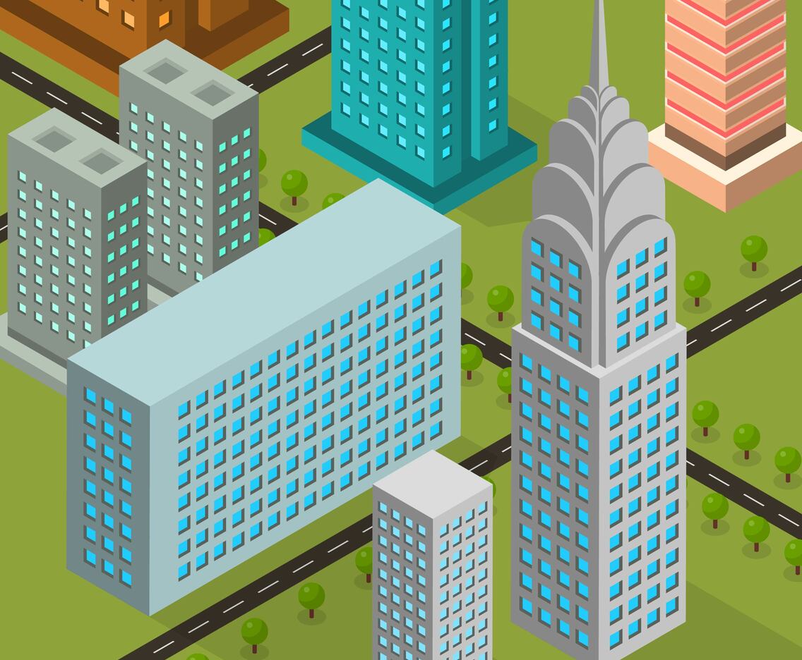 Flat Isometric NYC Vector Illustration
