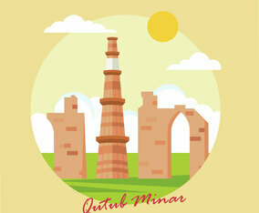 Qutub Minar Illustration Vector