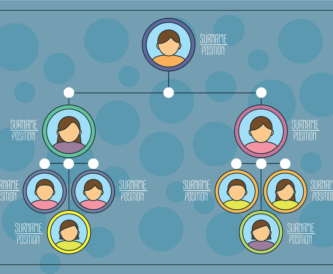 Organogram On Blue Vector