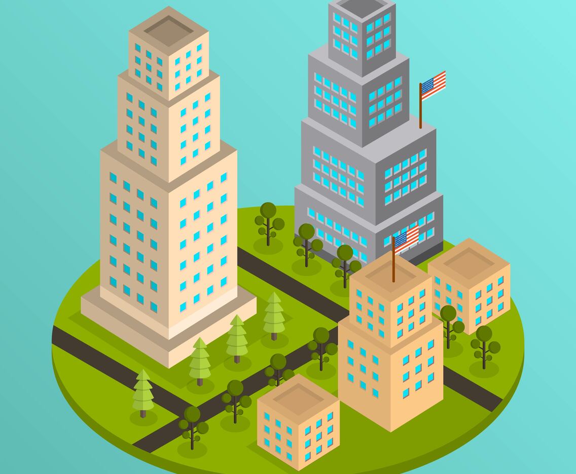 Flat Isometric NYC Vector Illustration