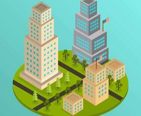 Flat Isometric NYC Vector Illustration