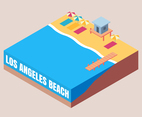 Los Angeles Beach Life Picnic Isometric Illustration