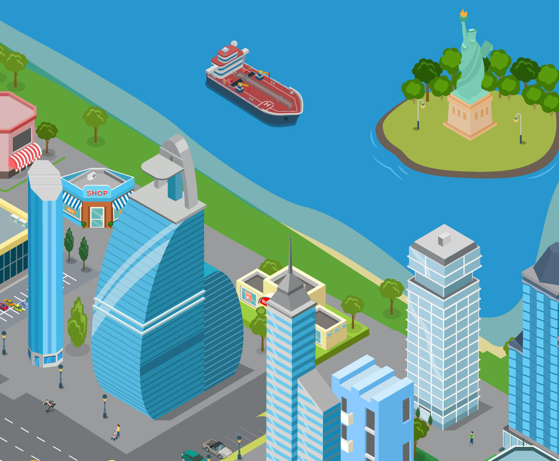 Isometric New York City Background Illustration