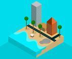 Flat Isometric Venice Beach Vector Illustration