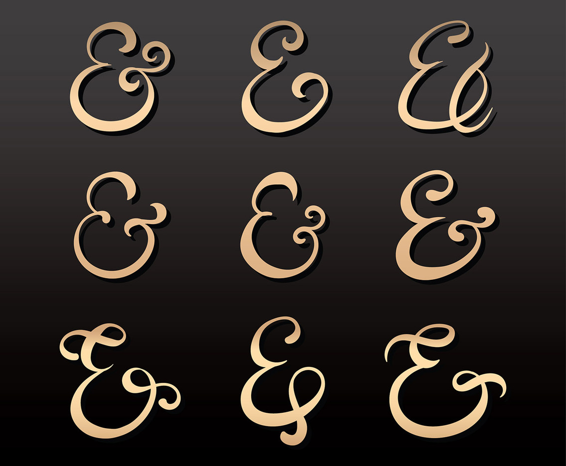 Ampersand Gold Set Vector