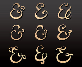 Ampersand Gold Set Vector