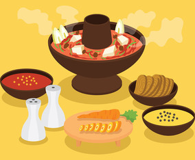 Hotpot  Ingredients Illustration