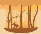 Warm Colour Abstract Forest Illustration