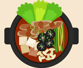 Delicious Hot Pot and Ingredient Vectors