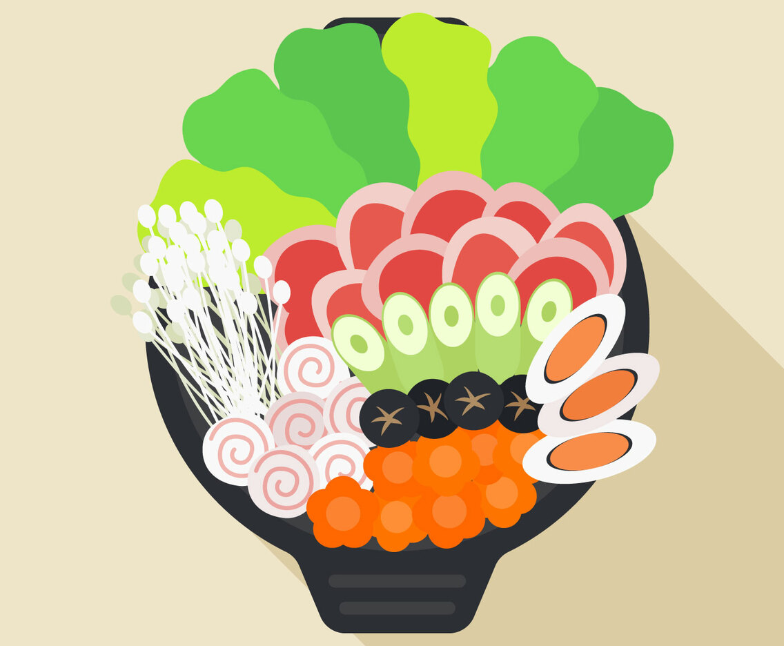 Delicious Hot Pot and Ingredient Vectors