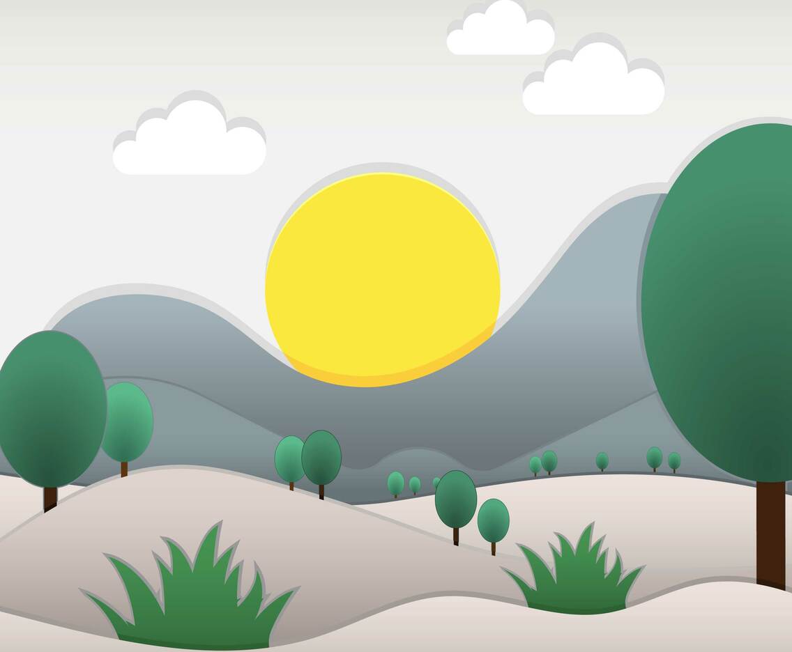 Paper Art Landscape With White Theme illustration