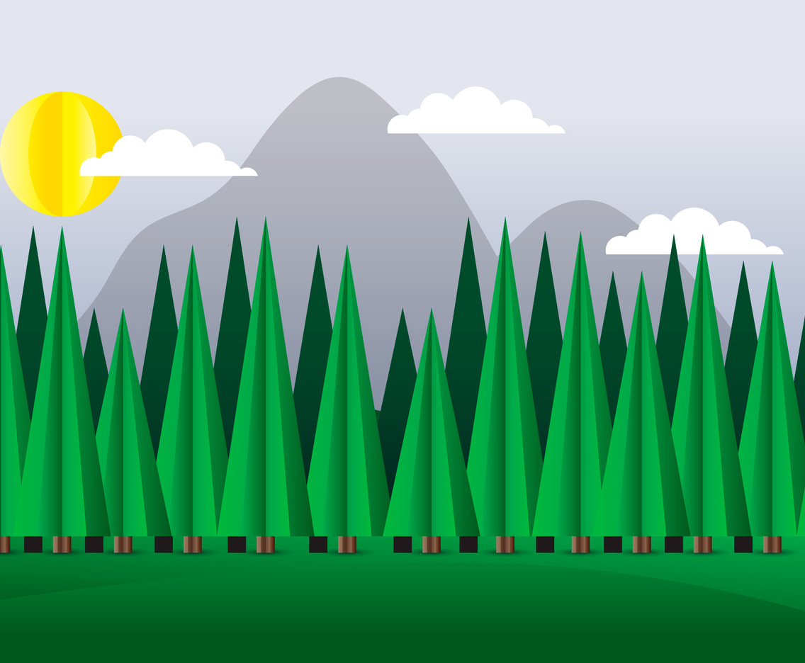 Abstract Pine Forest with Mountain