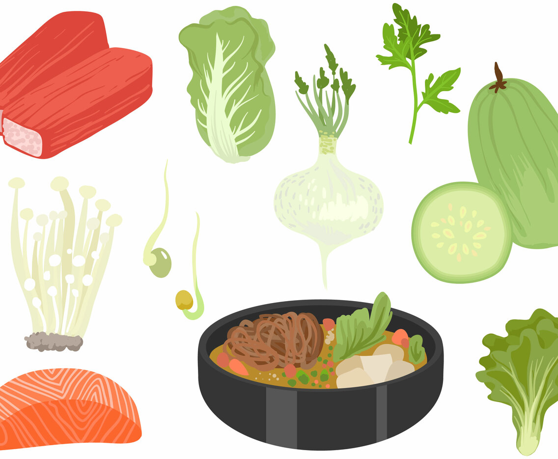 Hot Pot Ingredients Vectors