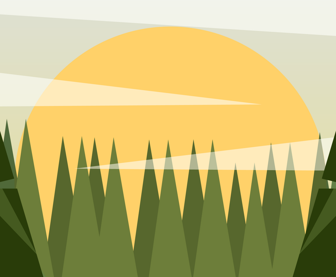 Clean and Simple Modern Abstract Geometric Forest Landscape in The Sunrise