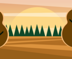 Clean and Simple Modern Abstract Geometric Forest Landscape in The Sunset