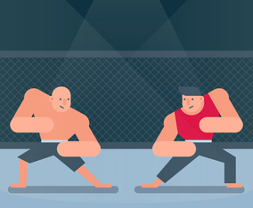 Two Fighters Of Martial Mixed Arts Match Illustration