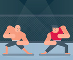 Two Fighters Of Martial Mixed Arts Match Illustration
