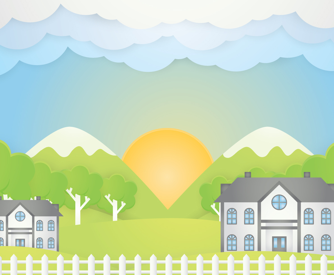 Paper art landscape vector