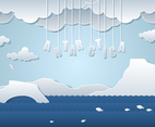 Antarctica Paper Art Landscape Free Vector