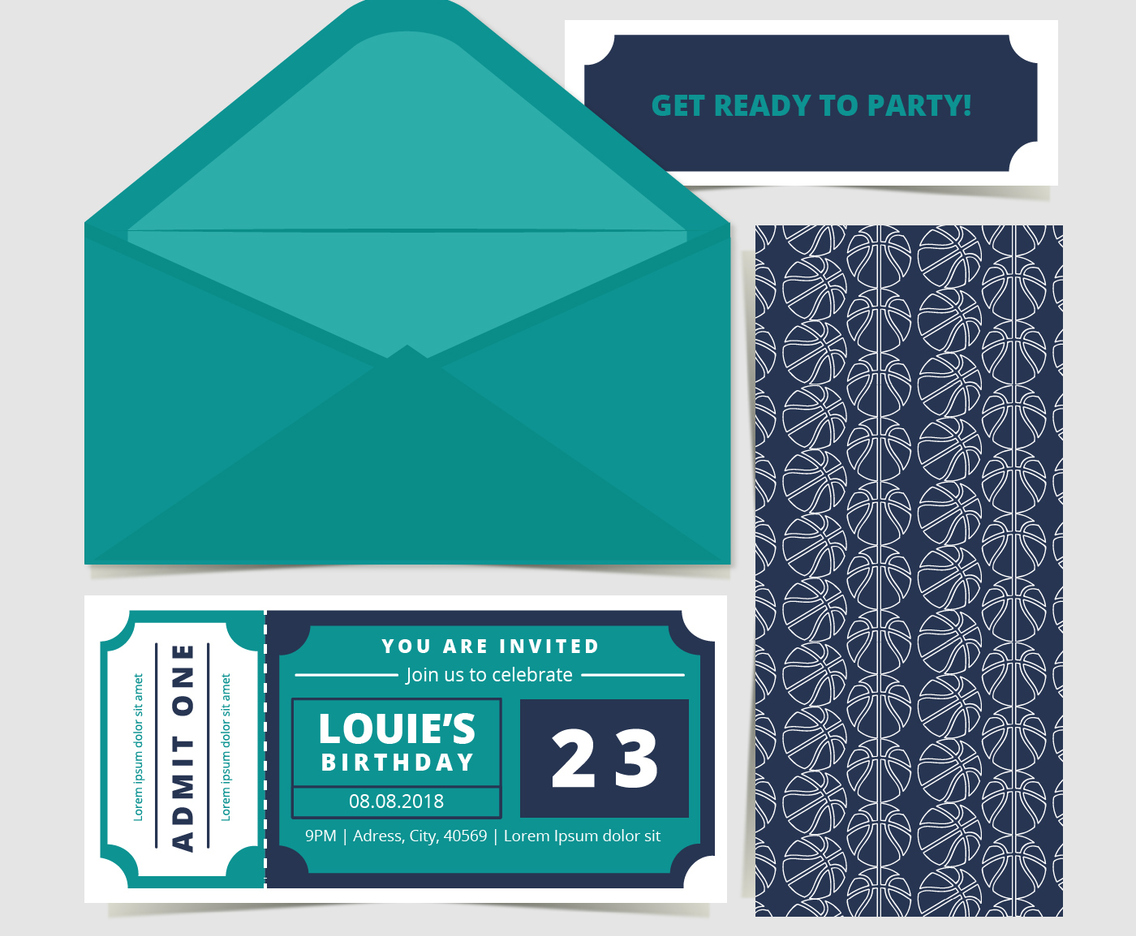 Vector Sports Ticket Birthday Invitation