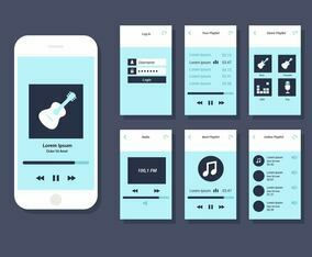Music Mobile App GUI Vector