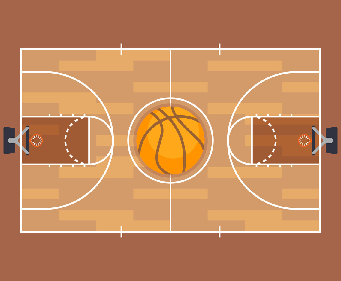 Basketball and basketball court floor plan.