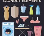 Flat Washing Machine and Laundry Vector