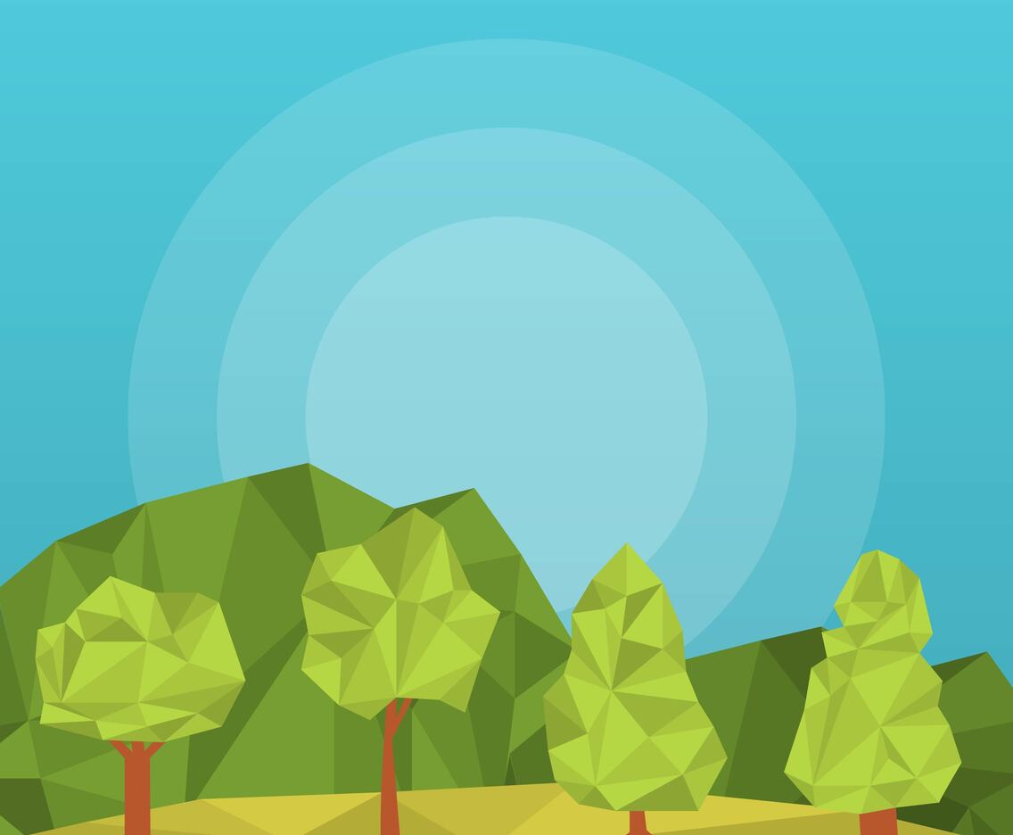 Flat Low Polygon Trees Vector Illustration