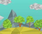 Flat Low Poly Forest Vector Illustration