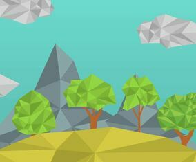Flat Low Poly Forest Vector Illustration