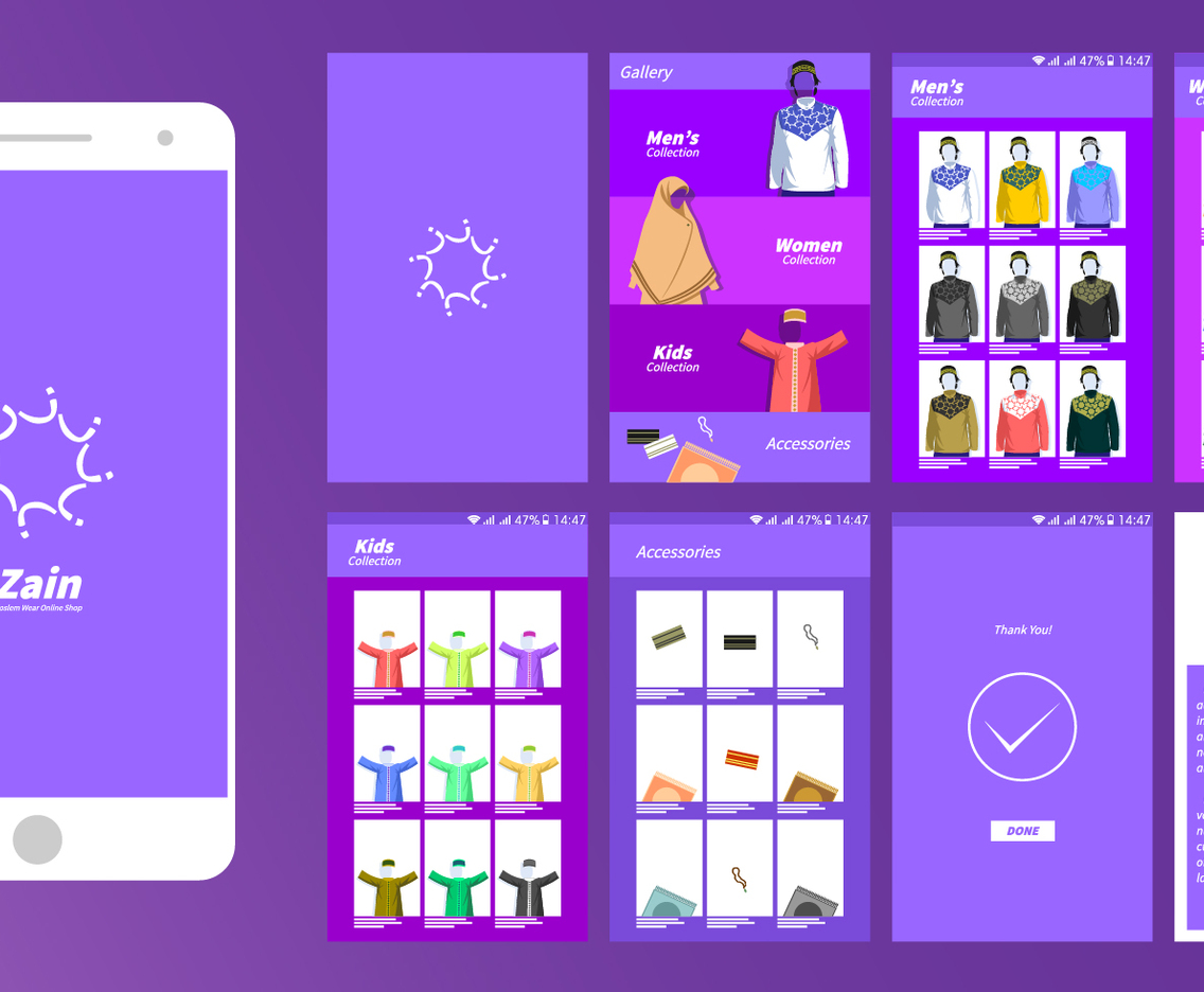 Moslem Wear Online Shop Mobile App Ui Vector