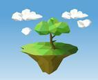 Tree On Island Vector