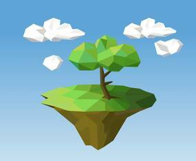 Tree On Island Vector