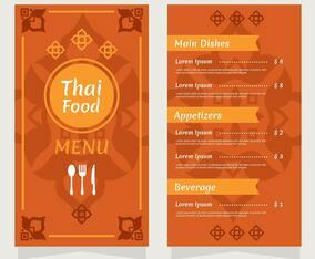 Thailand Food Restaurant Menu Vector