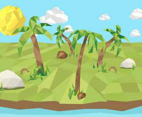 Low Poly Forest Background Illustration