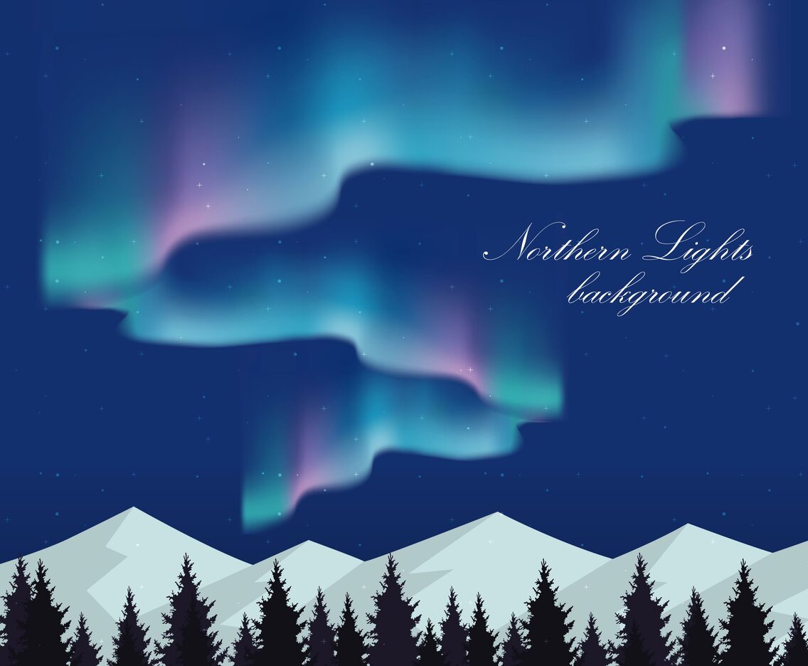 Northern Lights Landscape Illustration