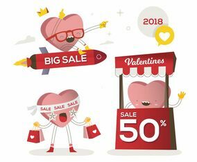 Valentines Day Sale  Funny Character Vector Illustration