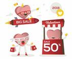 Valentines Day Sale  Funny Character Vector Illustration