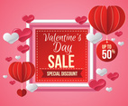 Valentines Day Sale, Poster Template Vector Illustration