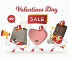 Valentines Day Sale  Funny Character Vector Illustration